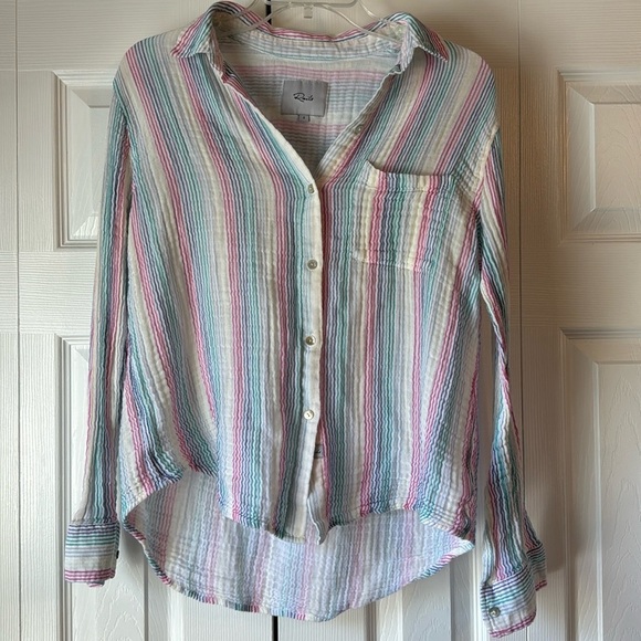 Rails Ellis Button-Down Shirt in Iris Stripe 100% Cotton size small - Picture 5 of 16